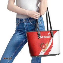 New Zealand Cricket Leather Tote Bag Kiwi Birds Haka Dance Red Fern Sporty Style LT03