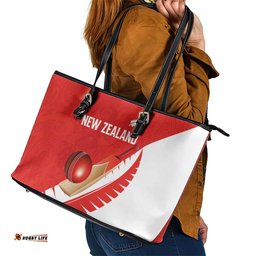 New Zealand Cricket Leather Tote Bag Kiwi Birds Haka Dance Red Fern Sporty Style LT03
