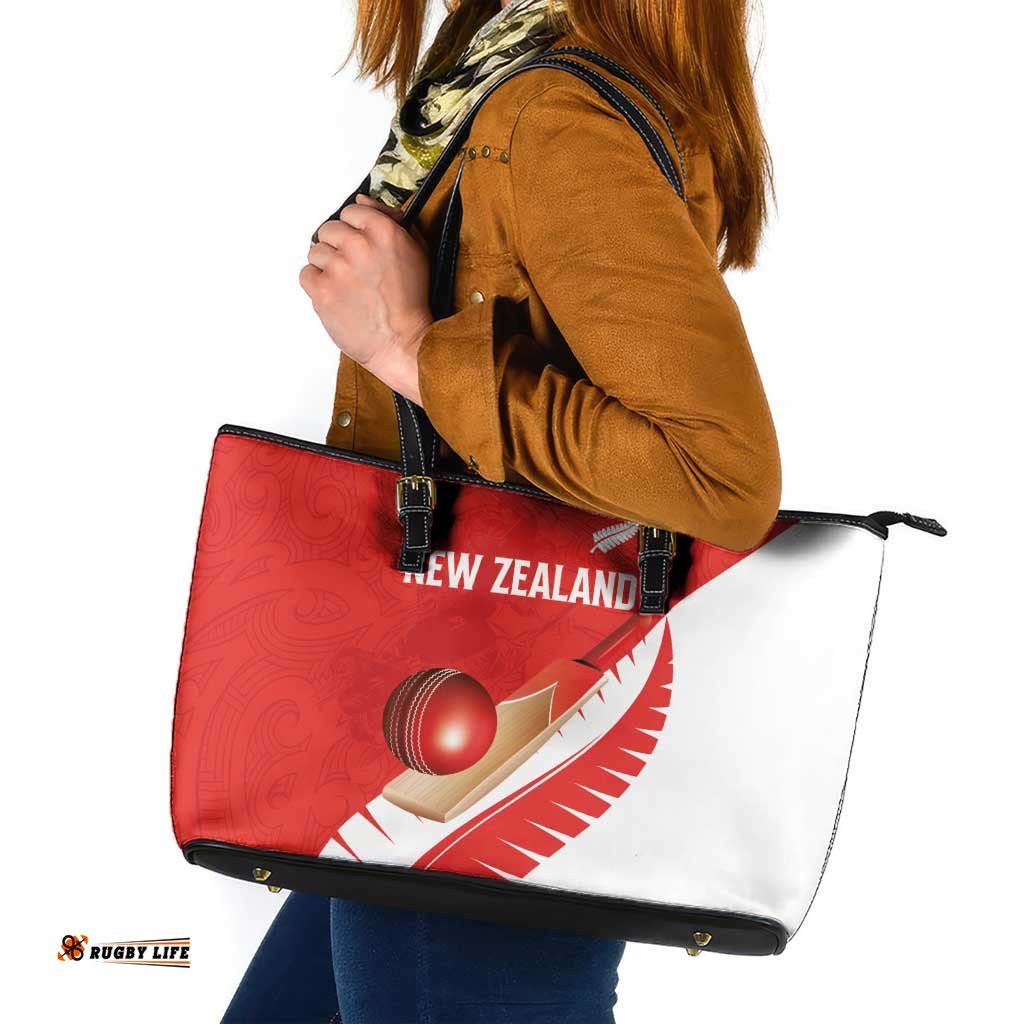 New Zealand Cricket Leather Tote Bag Kiwi Birds Haka Dance Red Fern Sporty Style LT03