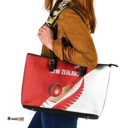 New Zealand Cricket Leather Tote Bag Kiwi Birds Haka Dance Red Fern Sporty Style LT03