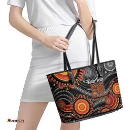 NAIDOC Week 50 Years Deadly Personalised Leather Tote Bag Aboriginal Art LT14