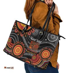 NAIDOC Week 50 Years Deadly Personalised Leather Tote Bag Aboriginal Art LT14