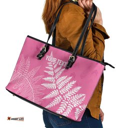 New Zealand Lawn Bowls Breast Cancer Personalized Leather Tote Bag Wrap-Around Silver Fern LT7