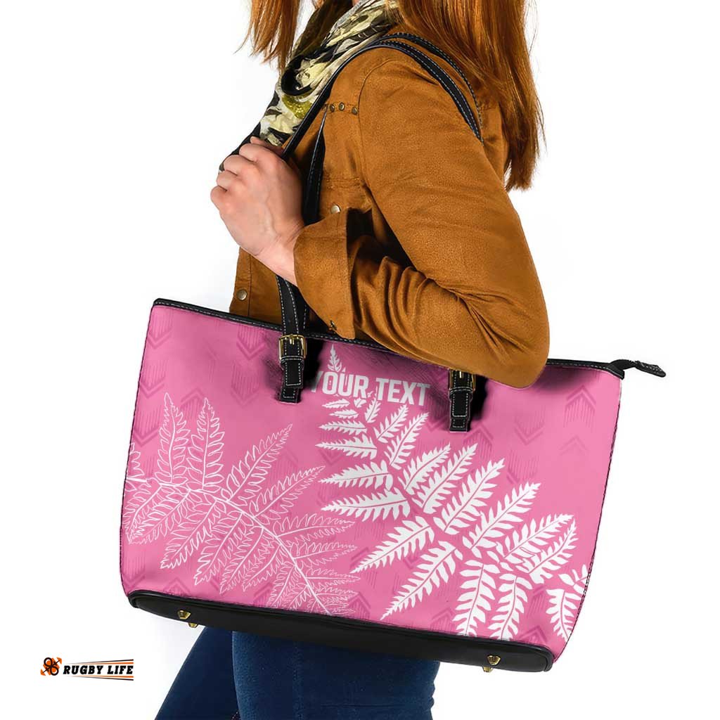 New Zealand Lawn Bowls Breast Cancer Personalized Leather Tote Bag Wrap-Around Silver Fern LT7