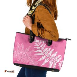 New Zealand Lawn Bowls Breast Cancer Personalized Leather Tote Bag Wrap-Around Silver Fern LT7