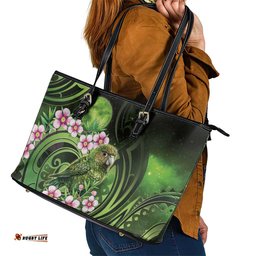 New Zealand Aotearoa Kakapo Leather Tote Bag Maori Pattern With Manuka Galaxy Style LT05