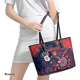 Demons Football Leather Tote Bag Aboriginal Dot Art Pattern DT05