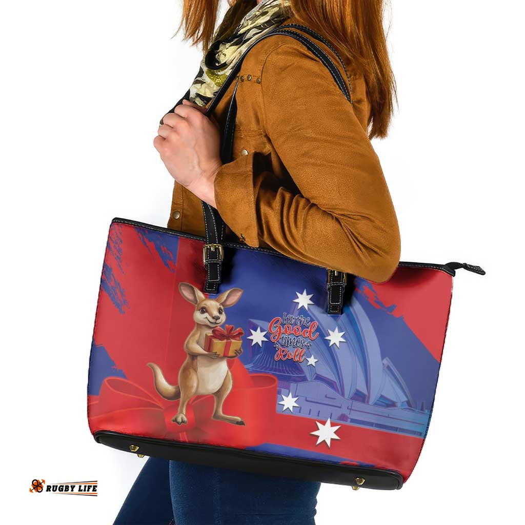 Happy Boxing Day Australia Leather Tote Bag Let The Good Time Roll! LT14