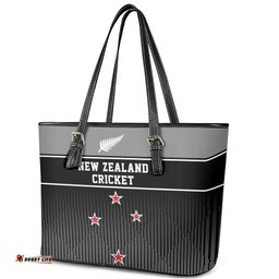 New Zealand Cricket Leather Tote Bag Black Cap Unbeatable LT05