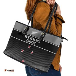 New Zealand Cricket Leather Tote Bag Black Cap Unbeatable LT05