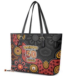 NAIDOC Week 2026 Leather Tote Bag 50 Years of Deadly Indigenous Pride LT18