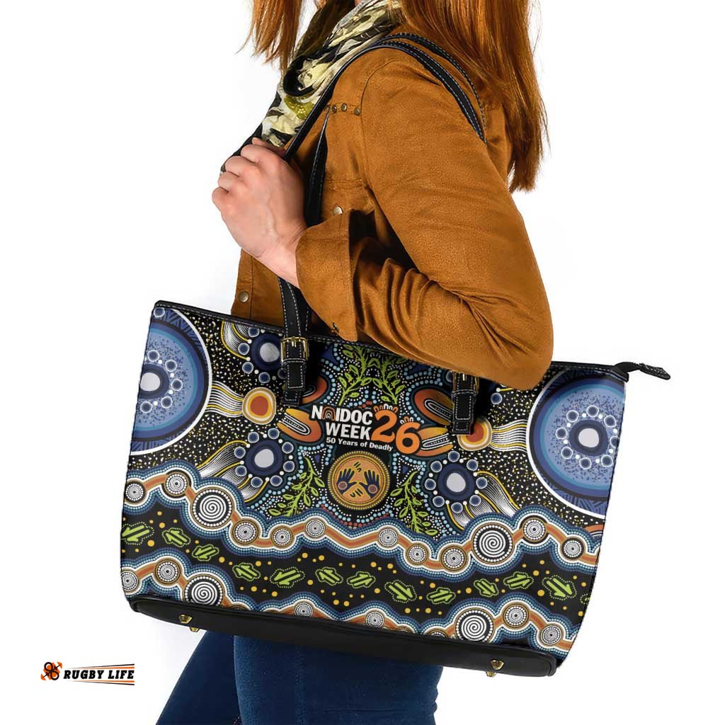 NAIDOC Deadly 50 Years Leather Tote Bag Aboriginal and Torres Strait Islander LT9