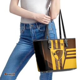 Hawthorn Hawks Leather Tote Bag Modern Geometric Sports Graphic Style TS04