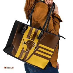 Hawthorn Hawks Leather Tote Bag Modern Geometric Sports Graphic Style TS04
