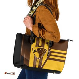 Hawthorn Hawks Leather Tote Bag Modern Geometric Sports Graphic Style TS04