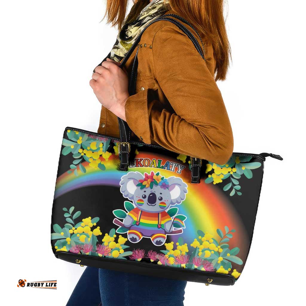 LGBTQ Koala Gay Leather Tote Bag Aussie Koala Bear Ekoalaty LT9