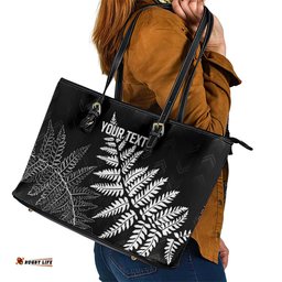 New Zealand Lawn Bowls Personalized Leather Tote Bag Wrap-Around Silver Fern LT7