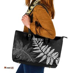 New Zealand Lawn Bowls Personalized Leather Tote Bag Wrap-Around Silver Fern LT7