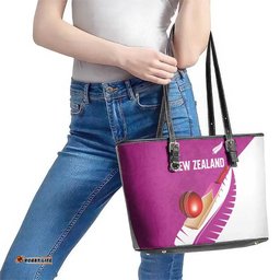 New Zealand Cricket Leather Tote Bag Kiwi Birds Haka Dance Pink Fern Sporty Style LT03
