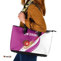 New Zealand Cricket Leather Tote Bag Kiwi Birds Haka Dance Pink Fern Sporty Style LT03