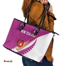 New Zealand Cricket Leather Tote Bag Kiwi Birds Haka Dance Pink Fern Sporty Style LT03