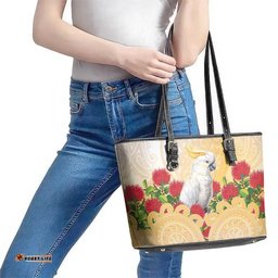 New Zealand Aotearoa Cockatoo Leather Tote Bag Maori Pattern With Pohutukawa Flowers LT05