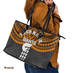 Personalized GWS Giants Leather Tote Bag Polynesian Tribal Pattern Heritage Football TS04