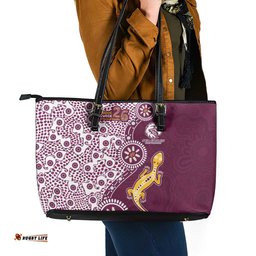 Manly Warringah Sea Eagles NAIDOC Week 2026 Leather Tote Bag Aboriginal Lizard Dot Painting - 50 Years of Deadly TS04