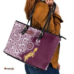 Manly Warringah Sea Eagles NAIDOC Week 2026 Leather Tote Bag Aboriginal Lizard Dot Painting - 50 Years of Deadly TS04