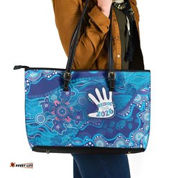 NAIDOC Week 2026 Leather Tote Bag Turtle Dream On The Waves DT05