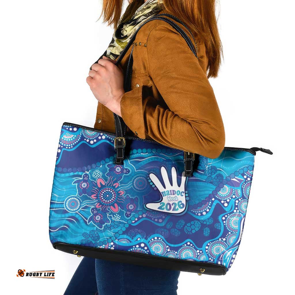 NAIDOC Week 2026 Leather Tote Bag Turtle Dream On The Waves DT05