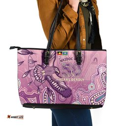 NAIDOC Week - 50 Years Deadly Leather Tote Bag Pastel Wings LT7