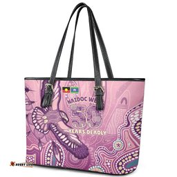 NAIDOC Week - 50 Years Deadly Leather Tote Bag Pastel Wings LT7