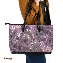 Personalised NAIDOC Week 50 Years Deadly Always Leather Tote Bag Pink Aboriginal Artwork Dot Painting LT9