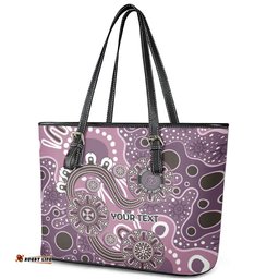Personalised NAIDOC Week 50 Years Deadly Always Leather Tote Bag Pink Aboriginal Artwork Dot Painting LT9