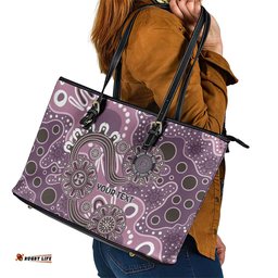 Personalised NAIDOC Week 50 Years Deadly Always Leather Tote Bag Pink Aboriginal Artwork Dot Painting LT9