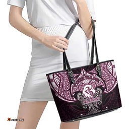 Personalized Manly Warringah Sea Eagles Leather Tote Bag Polynesian Tribal Pattern Style TS04