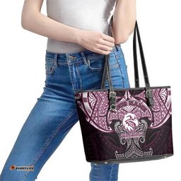 Personalized Manly Warringah Sea Eagles Leather Tote Bag Polynesian Tribal Pattern Style TS04