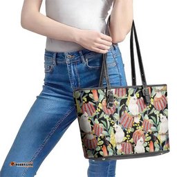 Little Corella Australia Cockatoo Leather Tote Bag Cacatua Sanguinea Banksia Seamless Black LT14