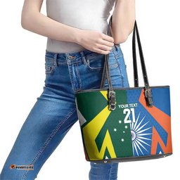 India vs Australia Custom Leather Tote Bag Blue vs Gold Cricket Heritage LT9