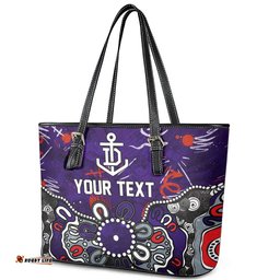 Personalized Fremantle Dockers Leather Tote Bag Aboriginal Dot Painting Graffiti Style TS04