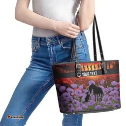 Personalised ANZAC Day Leather Tote Bag Remembering the Animals of War LT19