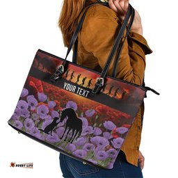Personalised ANZAC Day Leather Tote Bag Remembering the Animals of War LT19