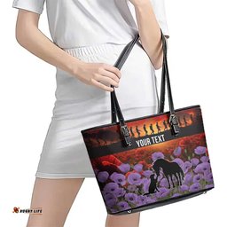 Personalised ANZAC Day Leather Tote Bag Remembering the Animals of War LT19