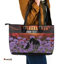 Personalised ANZAC Day Leather Tote Bag Remembering the Animals of War LT19