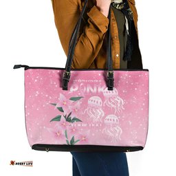 Personalised Pink Boronia of Hope Leather Tote Bag Australias Fight Against Breast Cancer LT9