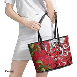 Personalised New Zealand Koru Pohutukawa Leather Tote Bag Meri Kirihimete Aroha for Christmas LT9