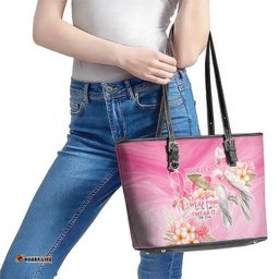 Personalised I Wear Pink For The Fight Leather Tote Bag Australian Breast Cancer Spirit LT9