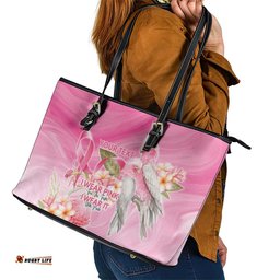 Personalised I Wear Pink For The Fight Leather Tote Bag Australian Breast Cancer Spirit LT9