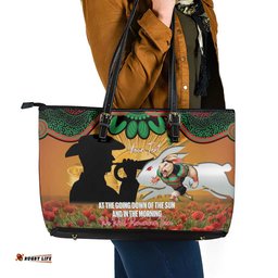 Personalised Rabbitohs Rugby ANZAC Day Leather Tote Bag Last Post Poppy We Will Remember Them LT14